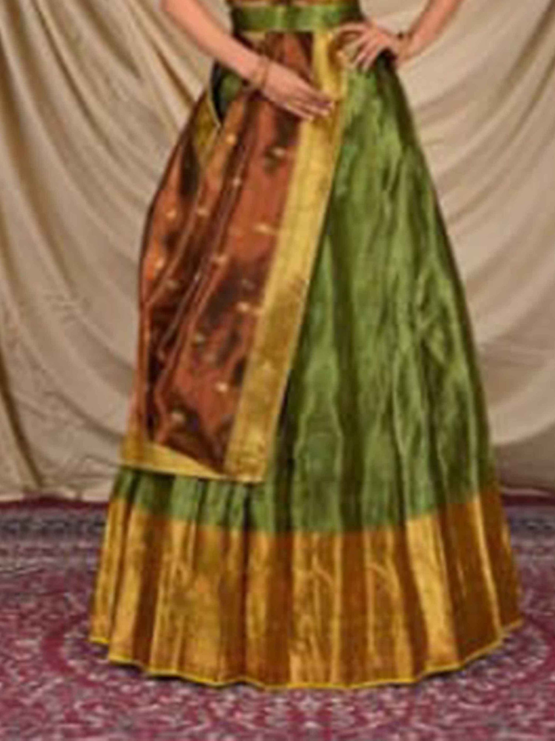 Banaras Wedding lehenga Methano L-Gold Womens