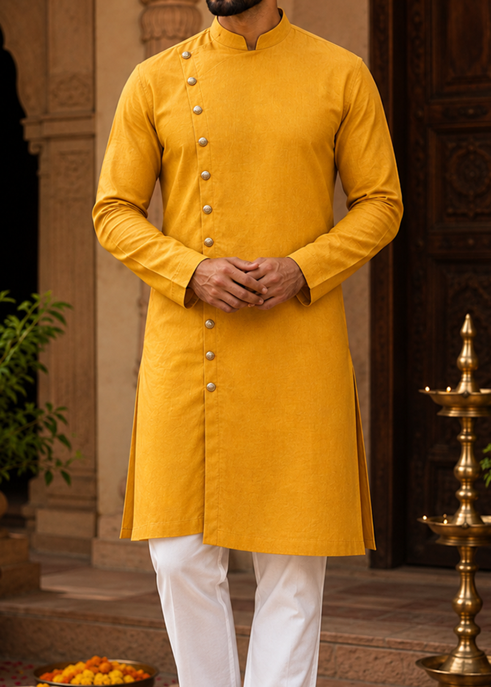 Mustard Yellow Plain Kurta