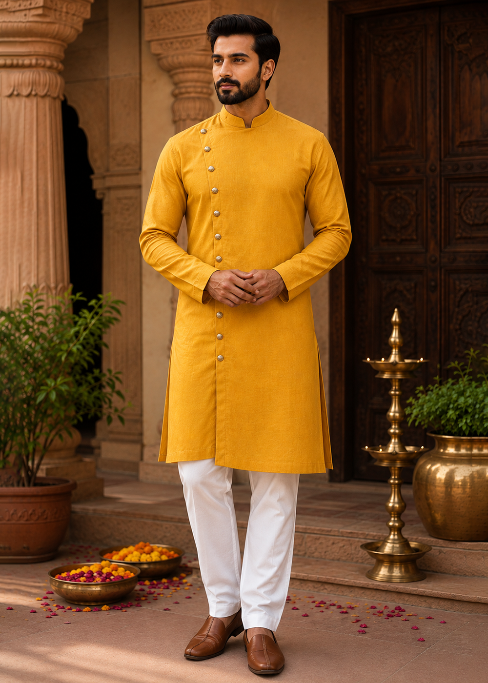 Mustard Yellow Plain Kurta