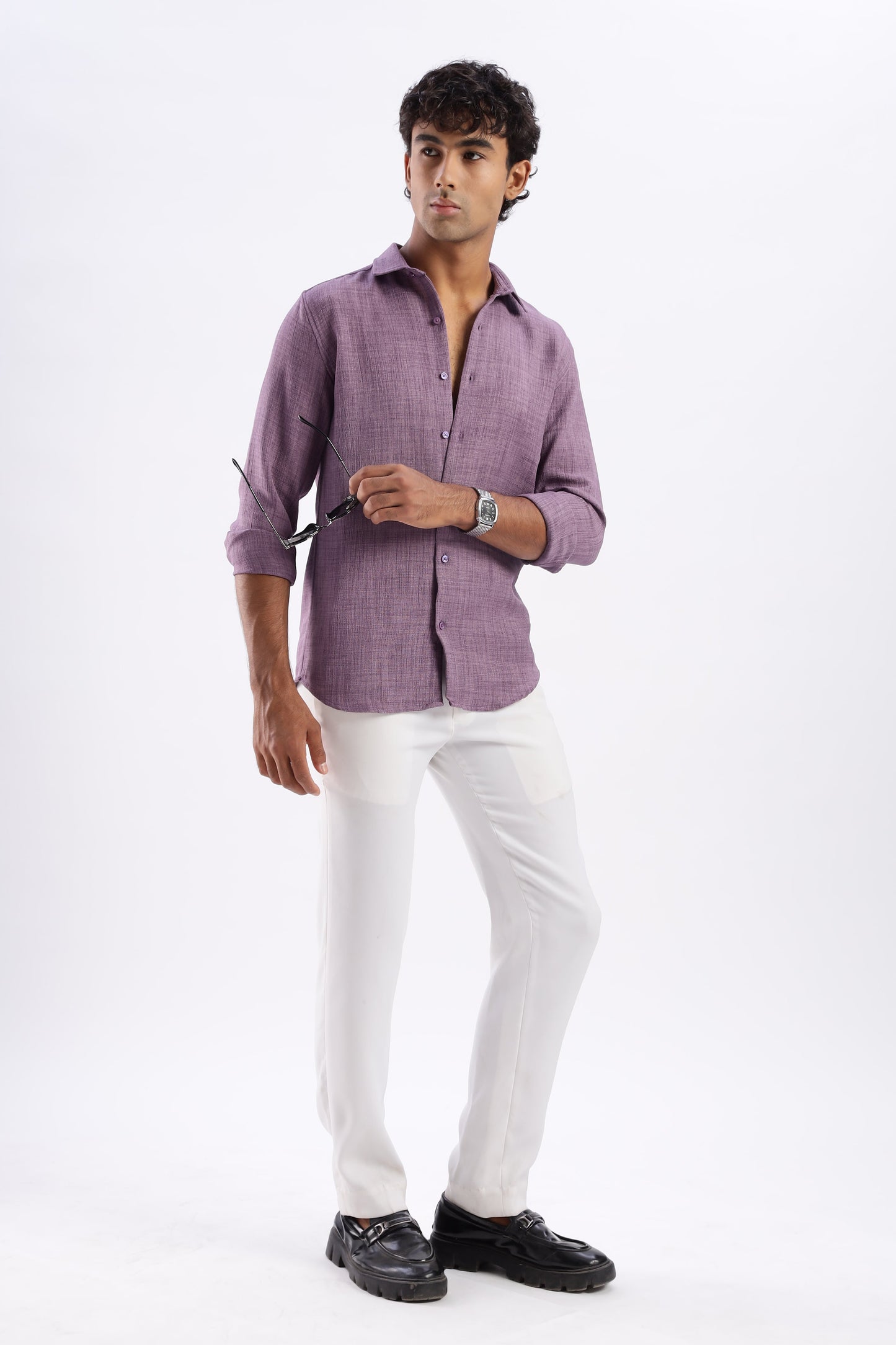 Men Air Like Linen Vintage Shirt-Lavender