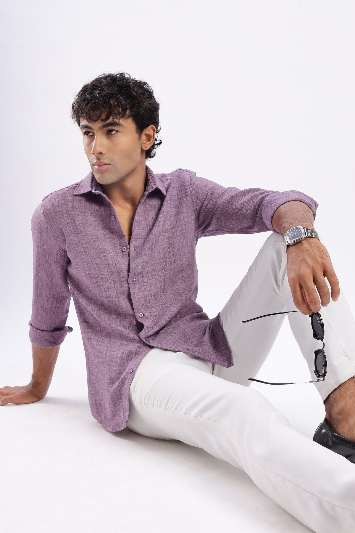 Men Air Like Linen Vintage Shirt-Lavender