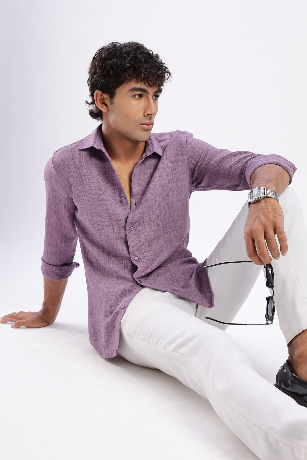 Men Air Like Linen Vintage Shirt-Lavender