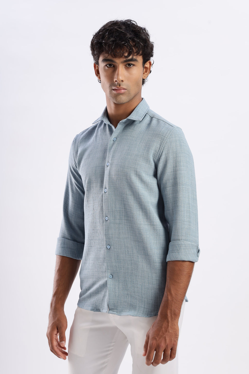 Men Air Like Linen Vintage Shirt-Lt Grey