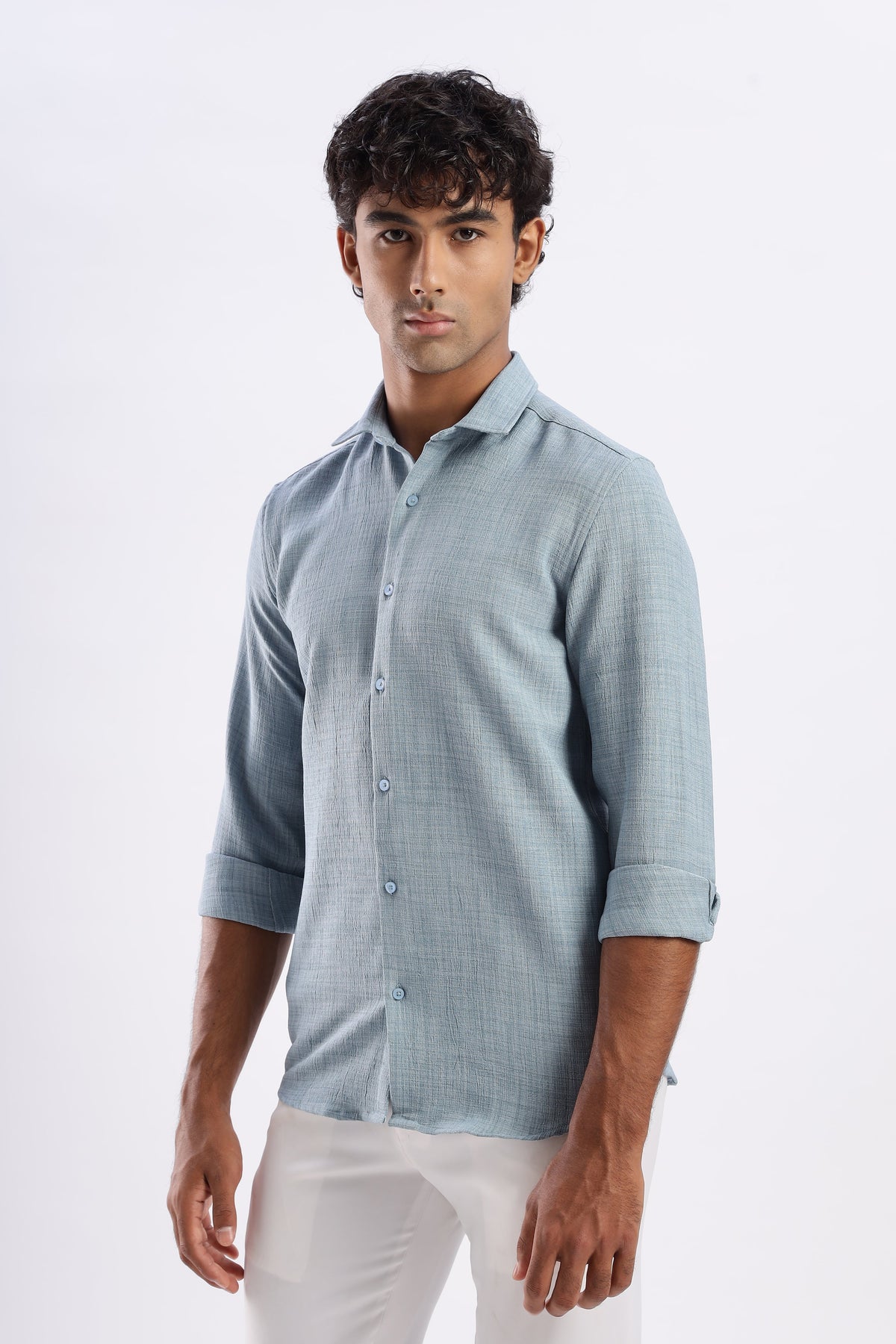 Men Air Like Linen Vintage Shirt-Lt Grey