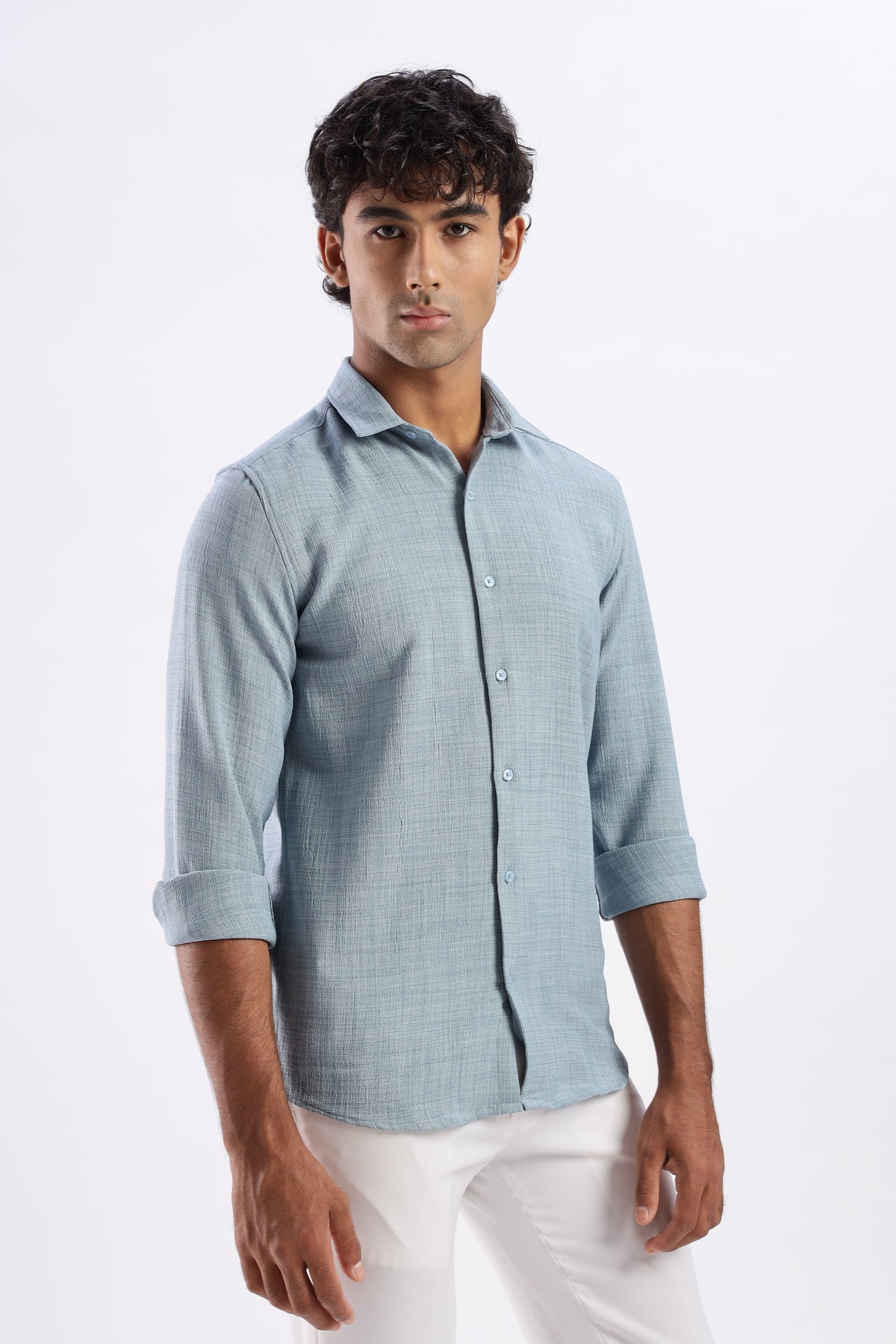 Men Air Like Linen Vintage Shirt-Lt Grey