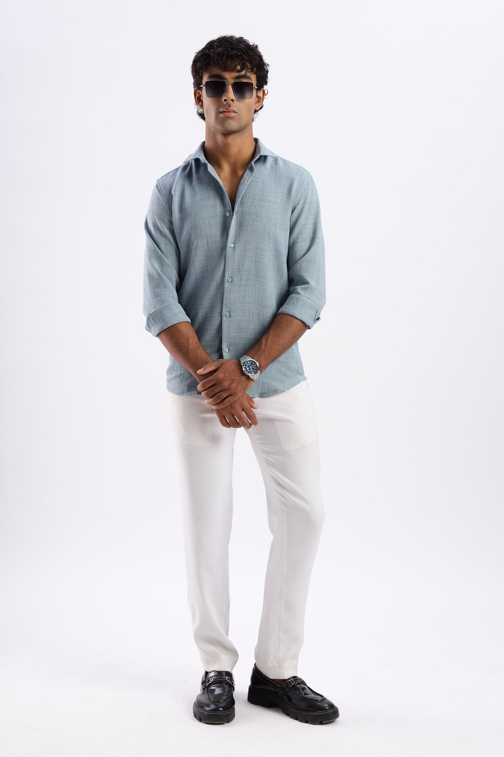 Men Air Like Linen Vintage Shirt-Lt Grey