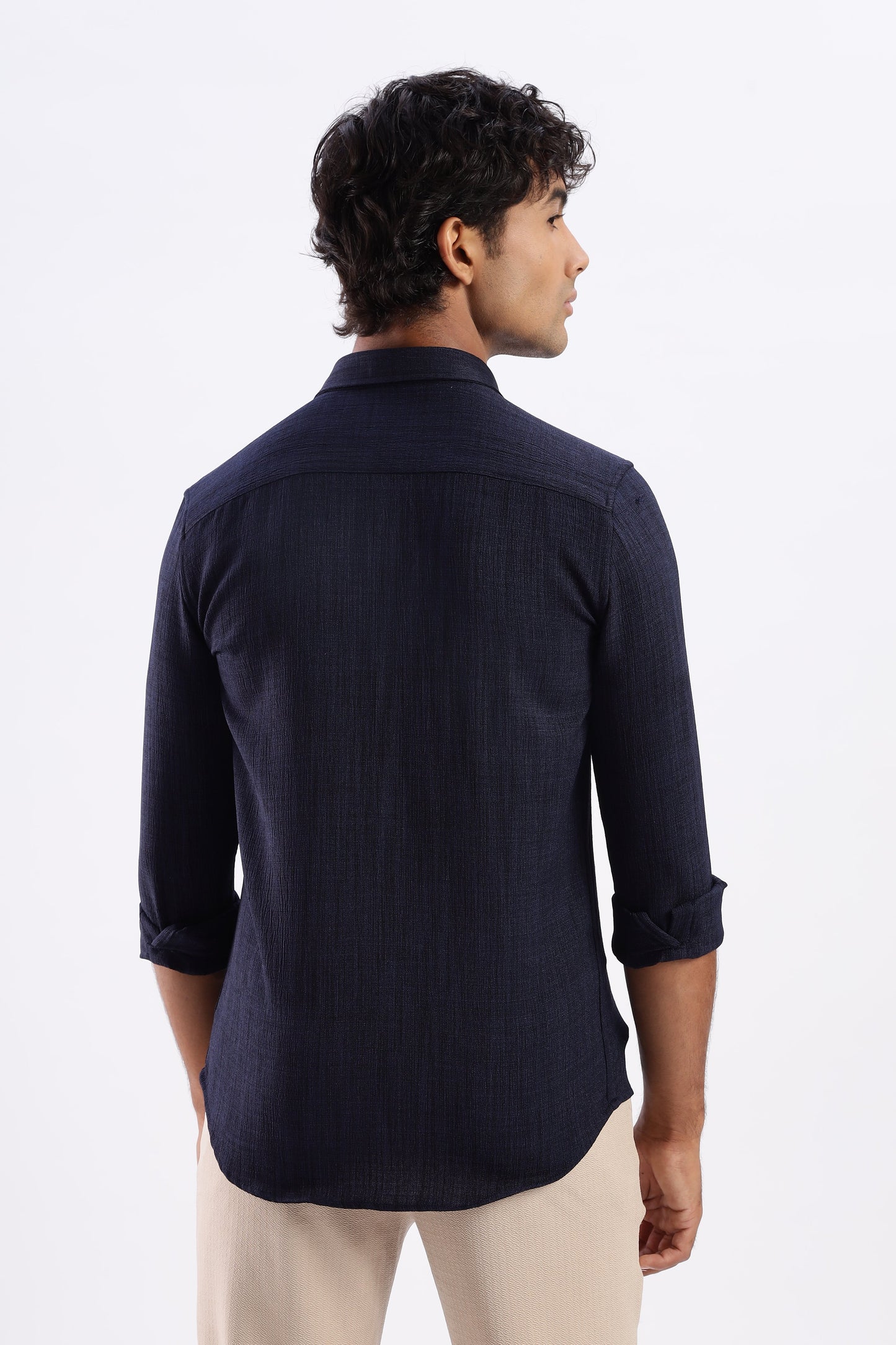 Men Air Like Linen Vintage Shirt-Navy