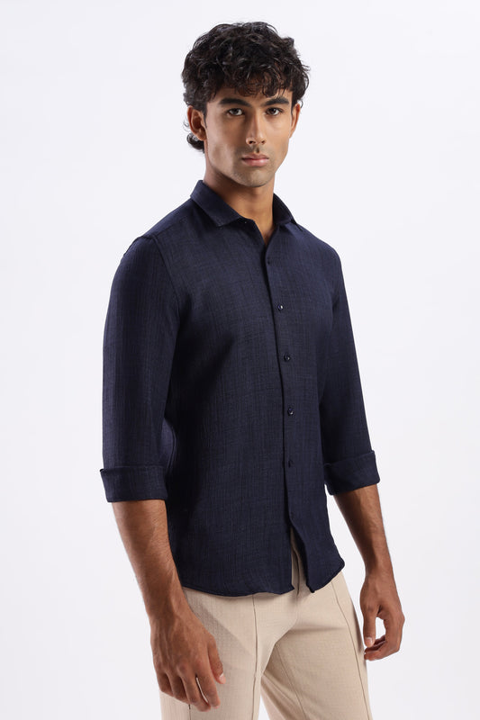 Men Air Like Linen Vintage Shirt-Navy