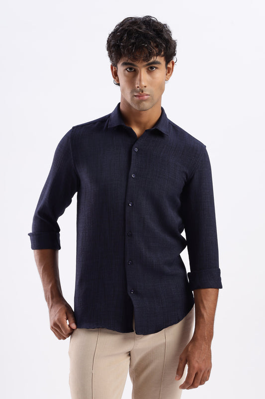 Men Air Like Linen Vintage Shirt-Navy