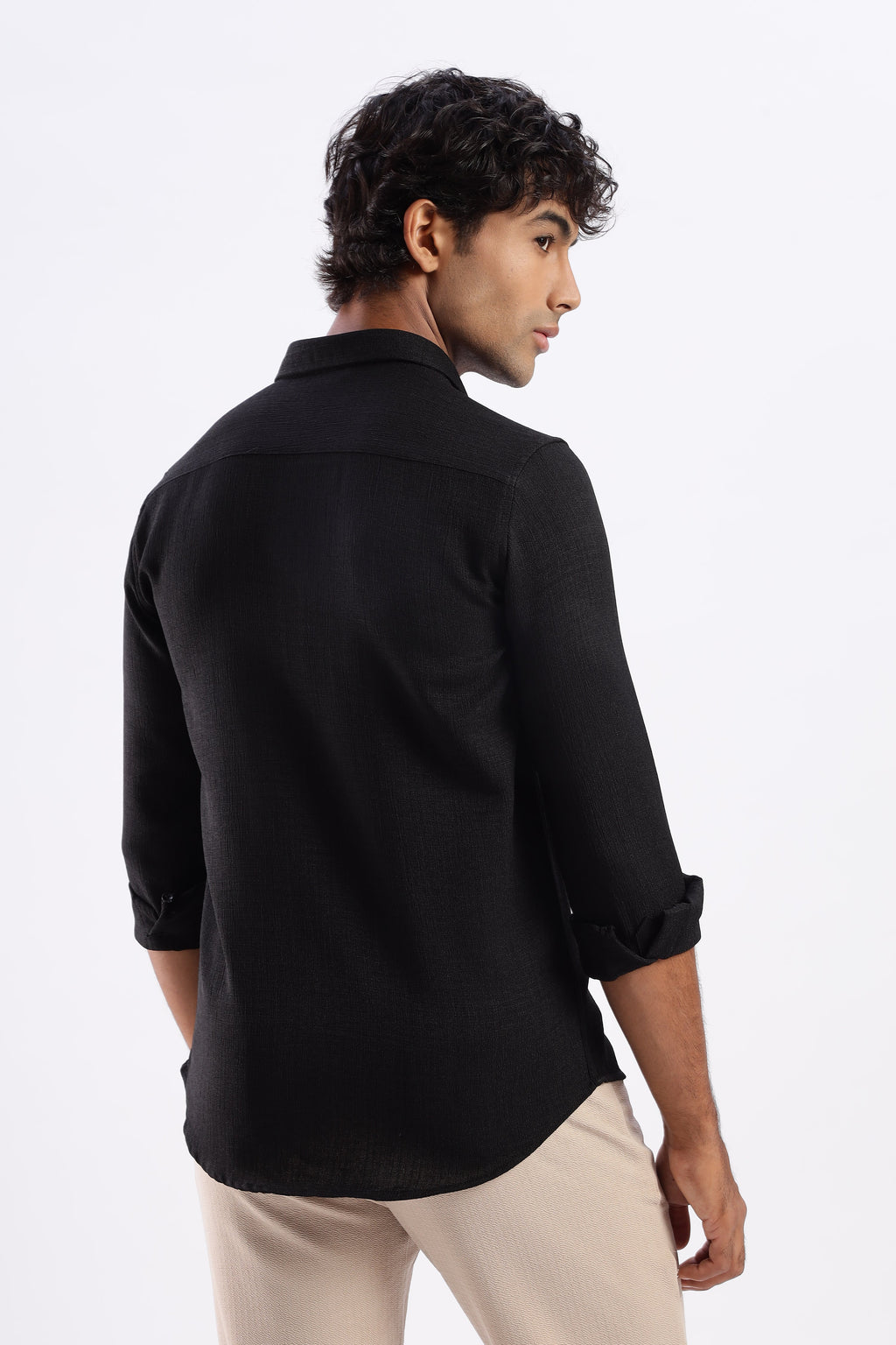 Men Air Like Linen Vintage Shirt-Black