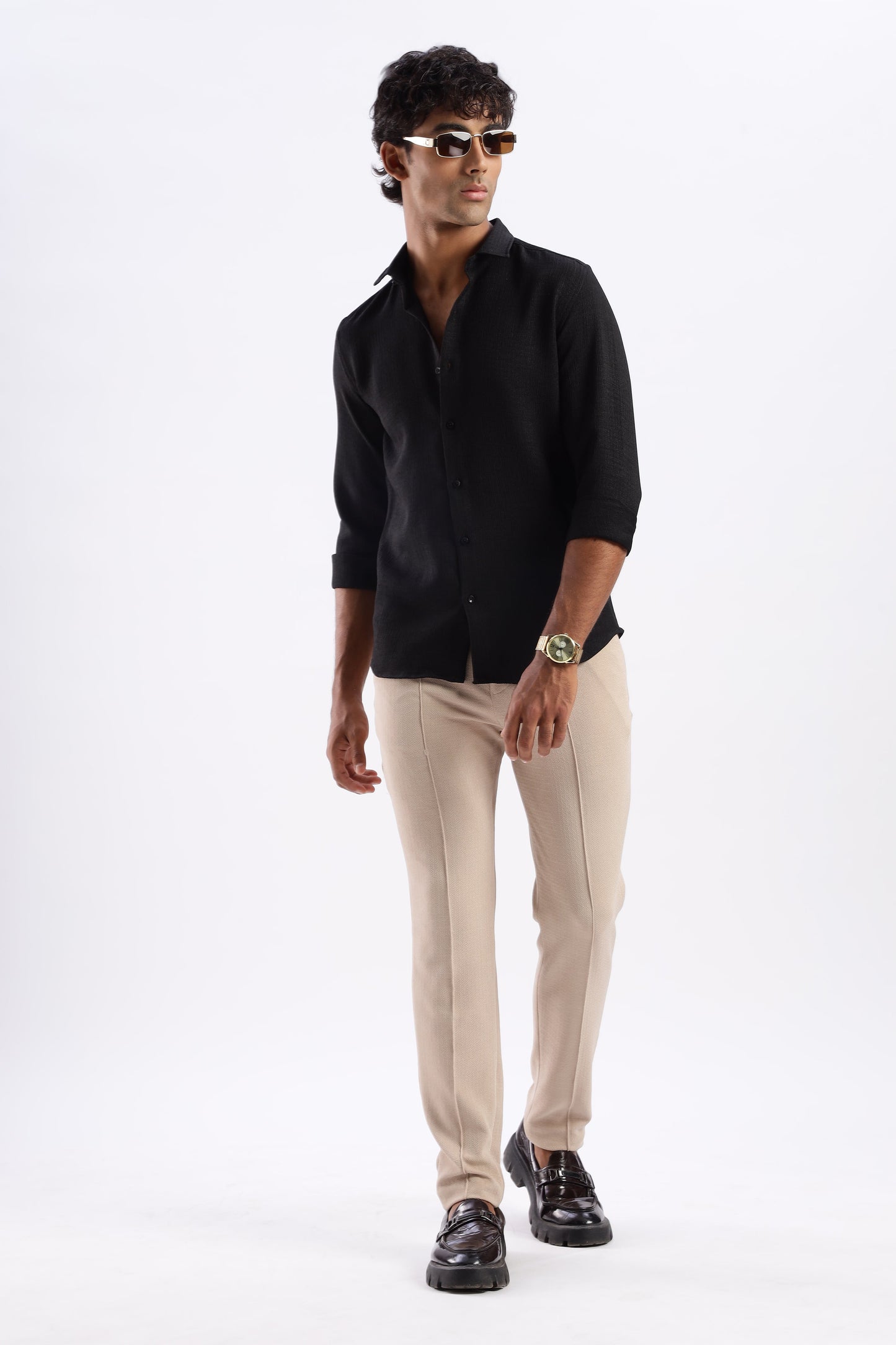 Men Air Like Linen Vintage Shirt-Black