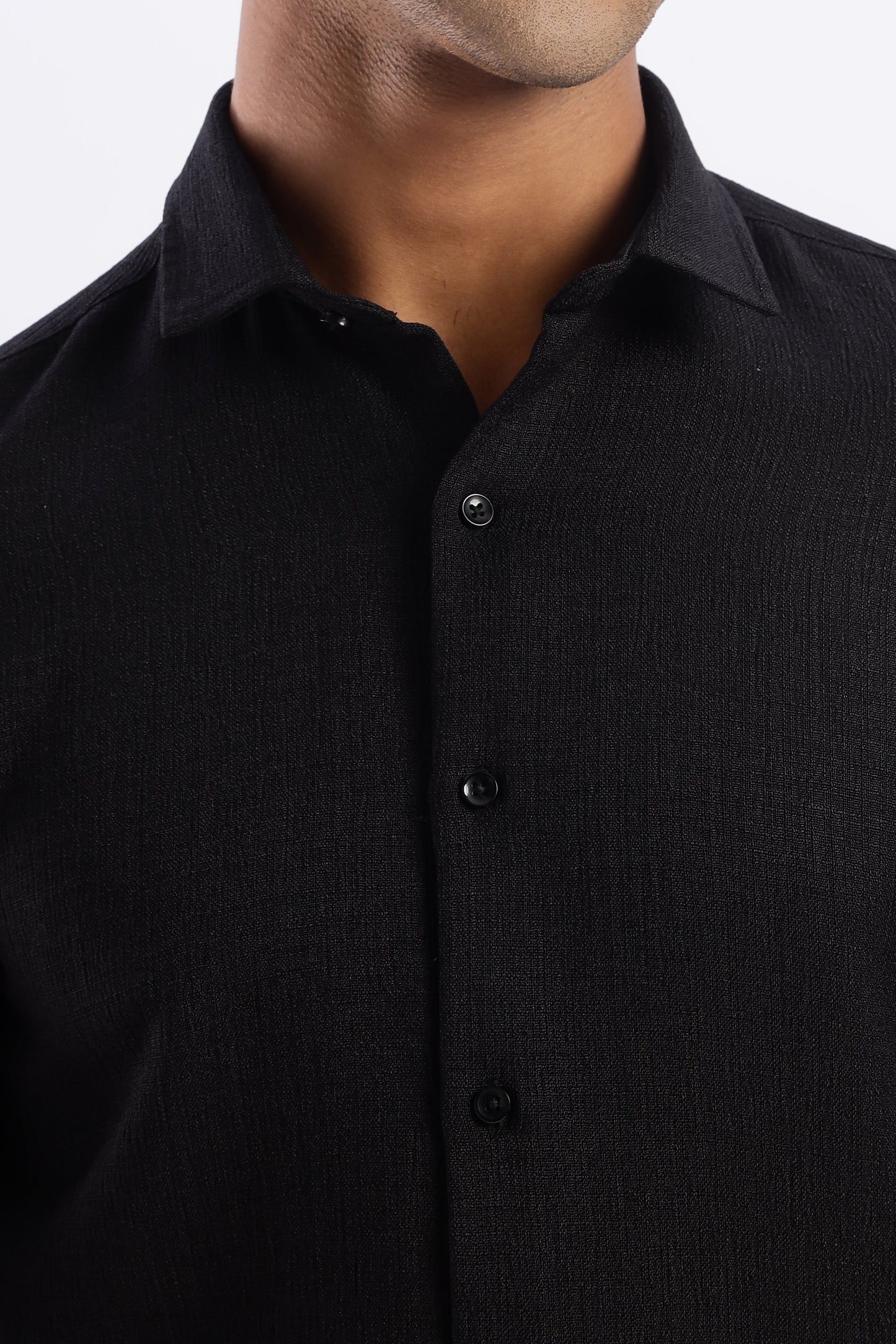Men Air Like Linen Vintage Shirt-Black
