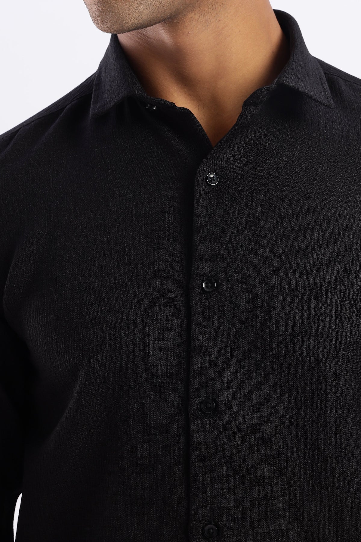 Men Air Like Linen Vintage Shirt-Black