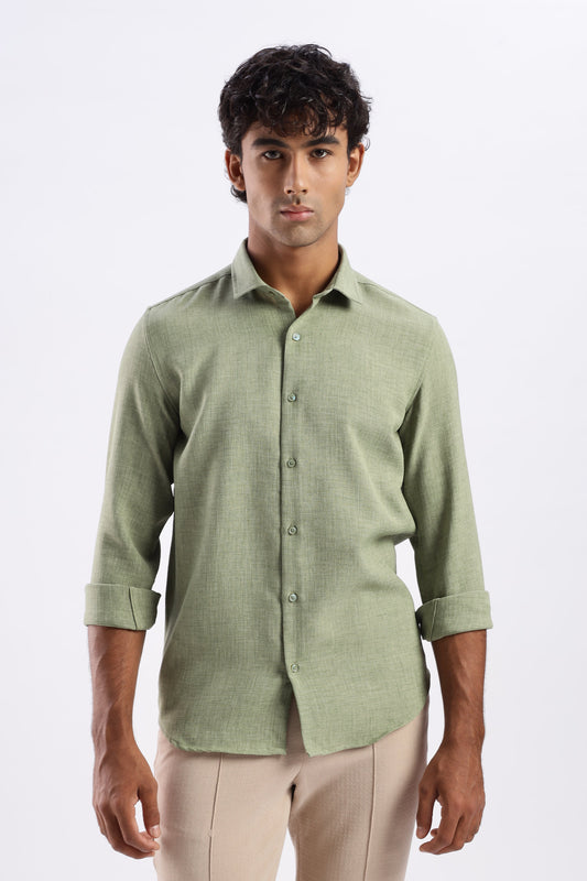 Men Air Like Linen Vintage Shirt-Lt Green
