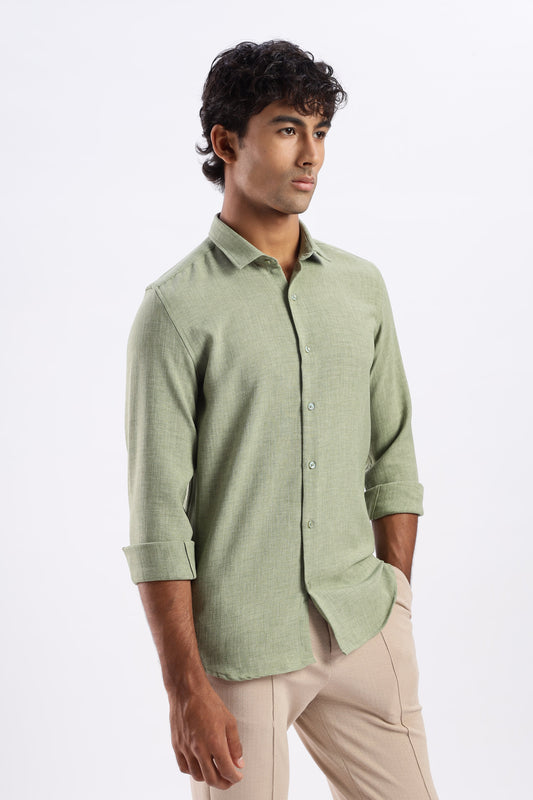 Men Air Like Linen Vintage Shirt-Lt Green