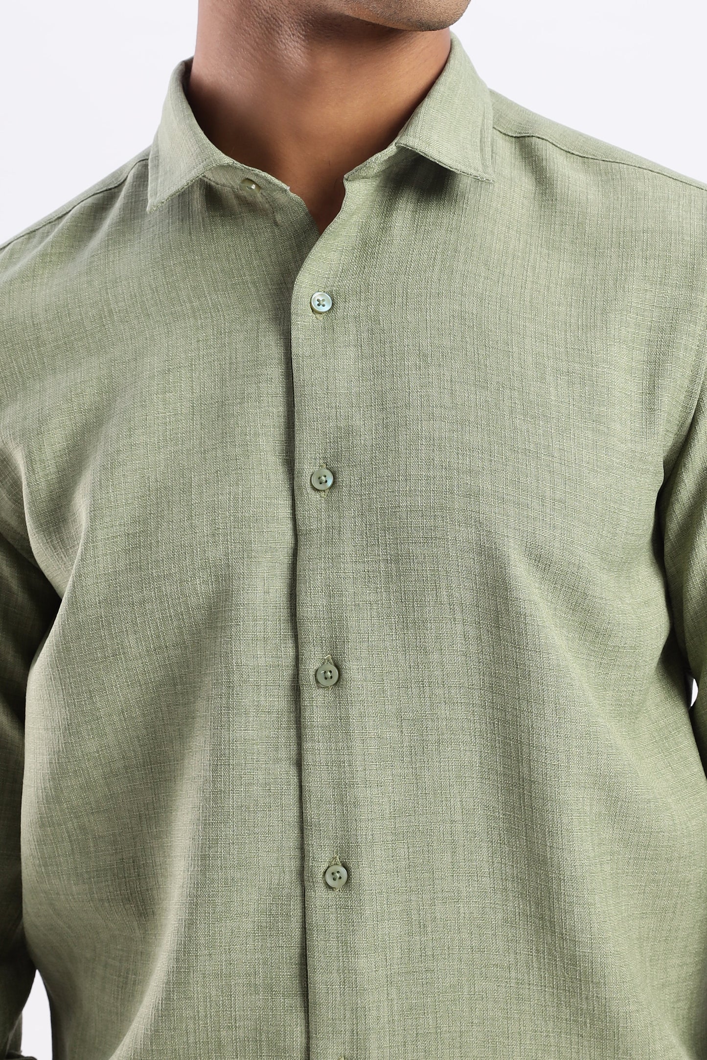 Men Air Like Linen Vintage Shirt-Lt Green