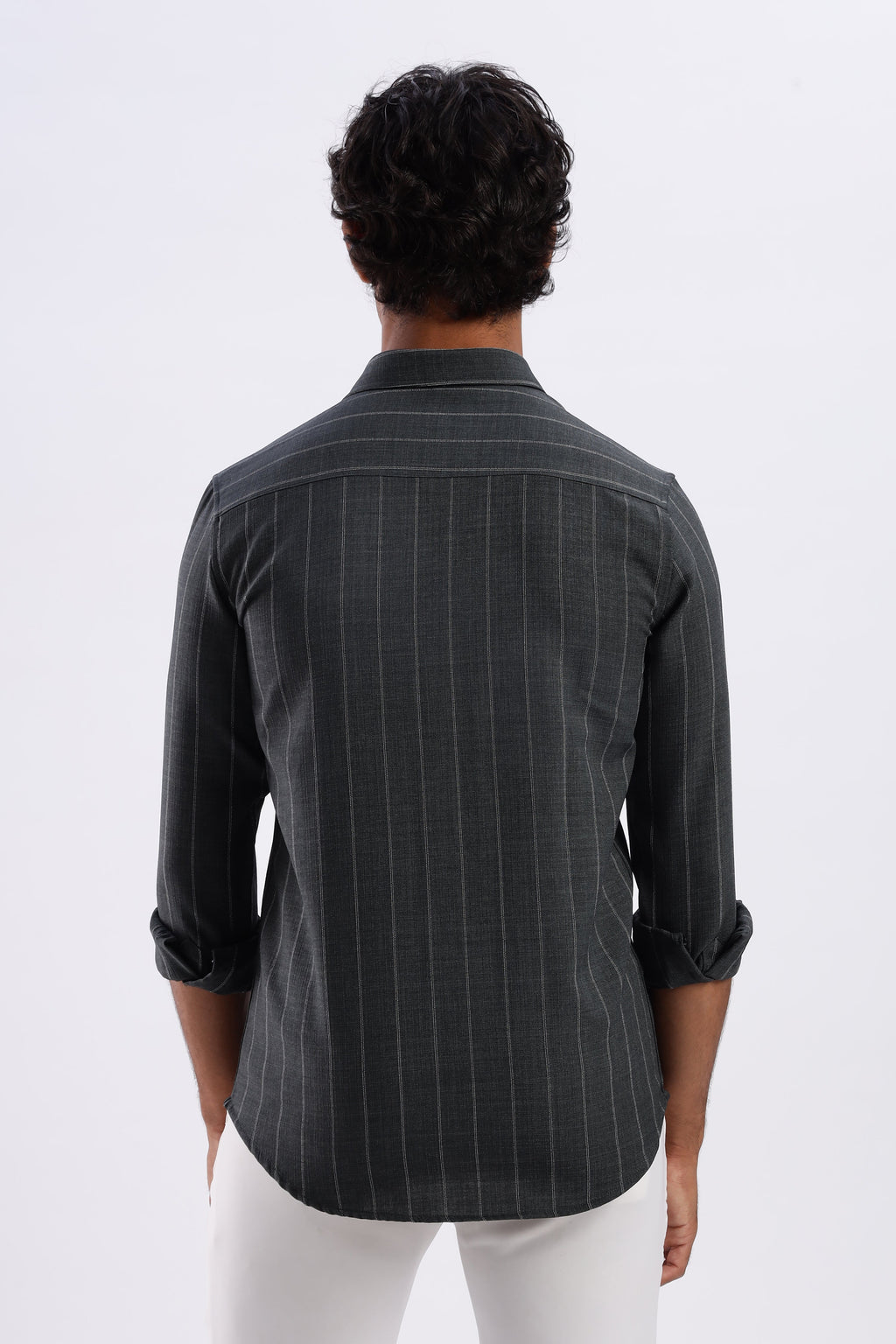 Men Air Like Linen Stripes Shirt-Green