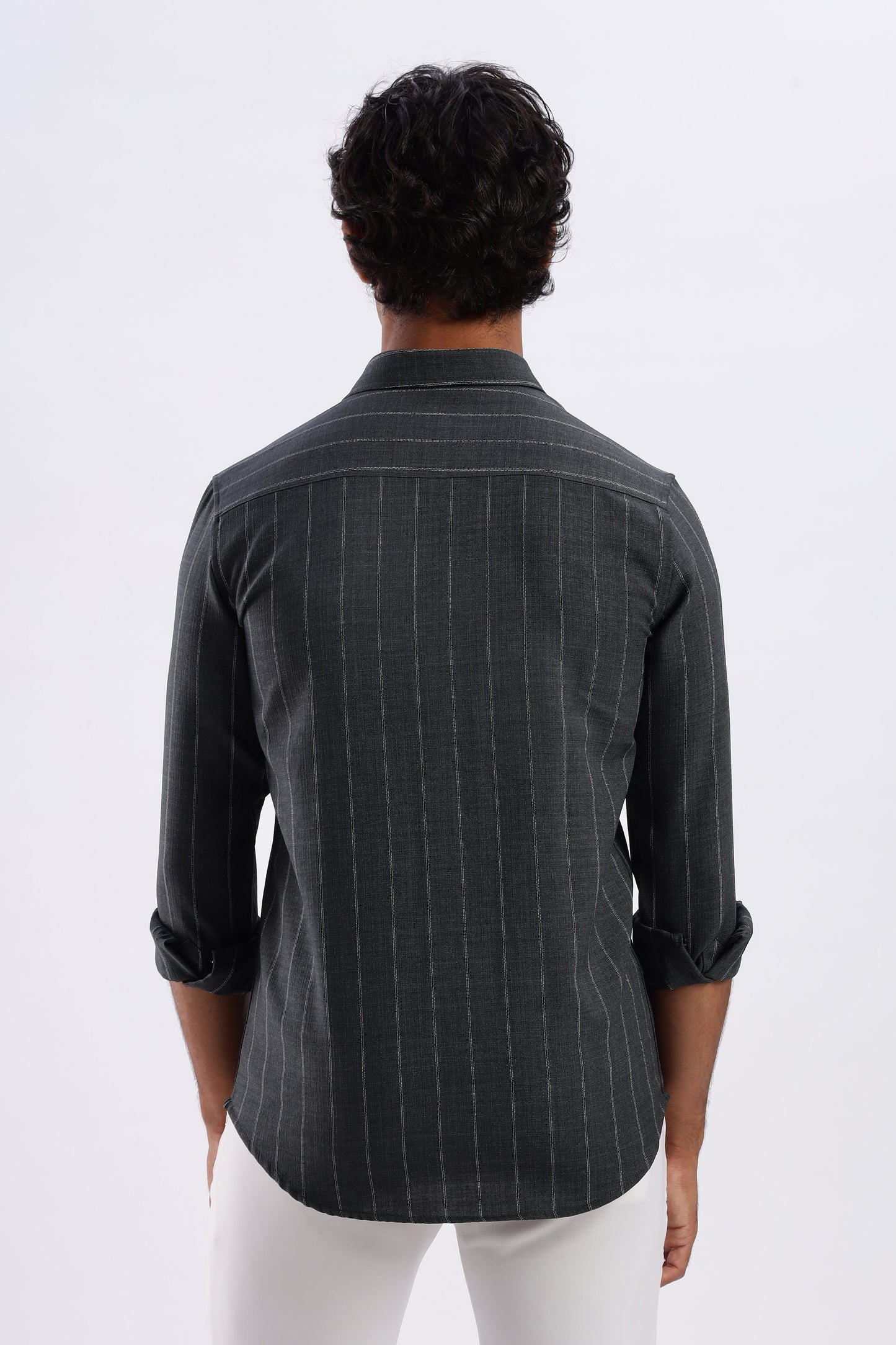 Men Air Like Linen Stripes Shirt-Green