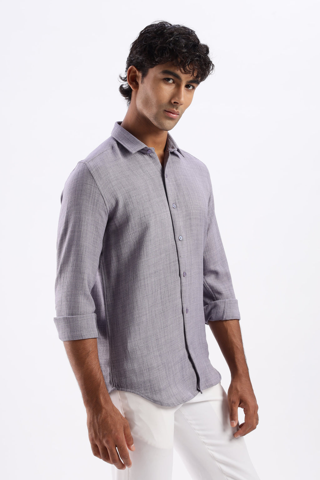Men Air Like Linen Vintage Shirt-Purple