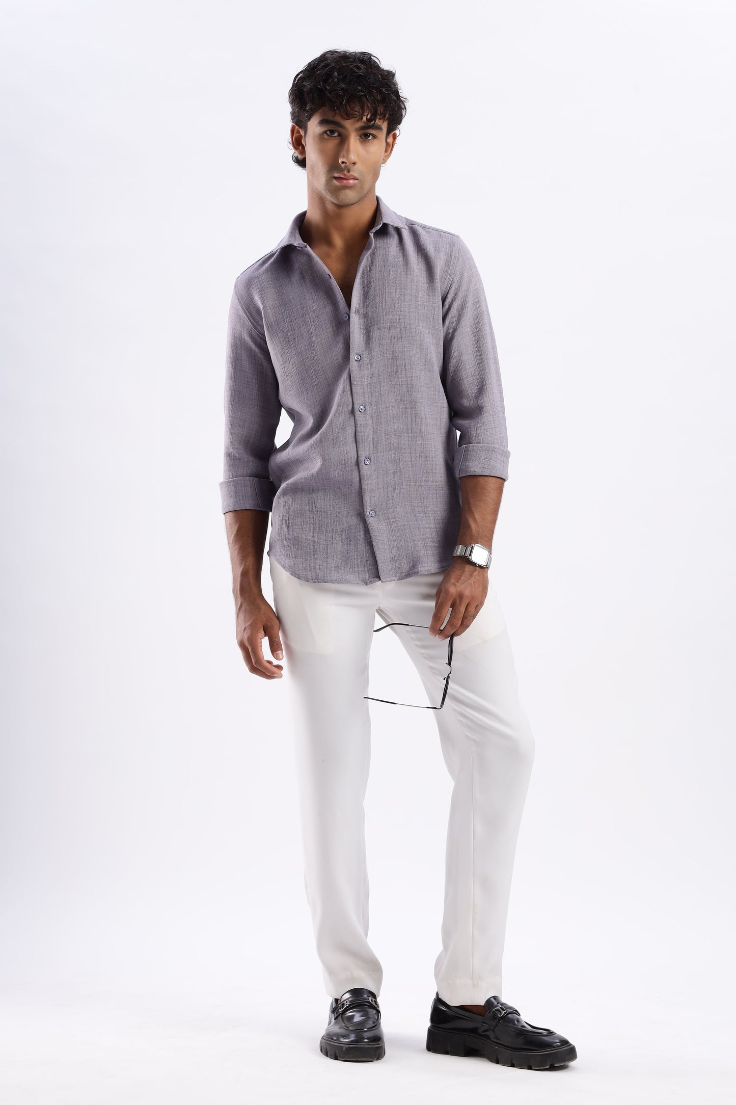 Men Air Like Linen Vintage Shirt-Purple