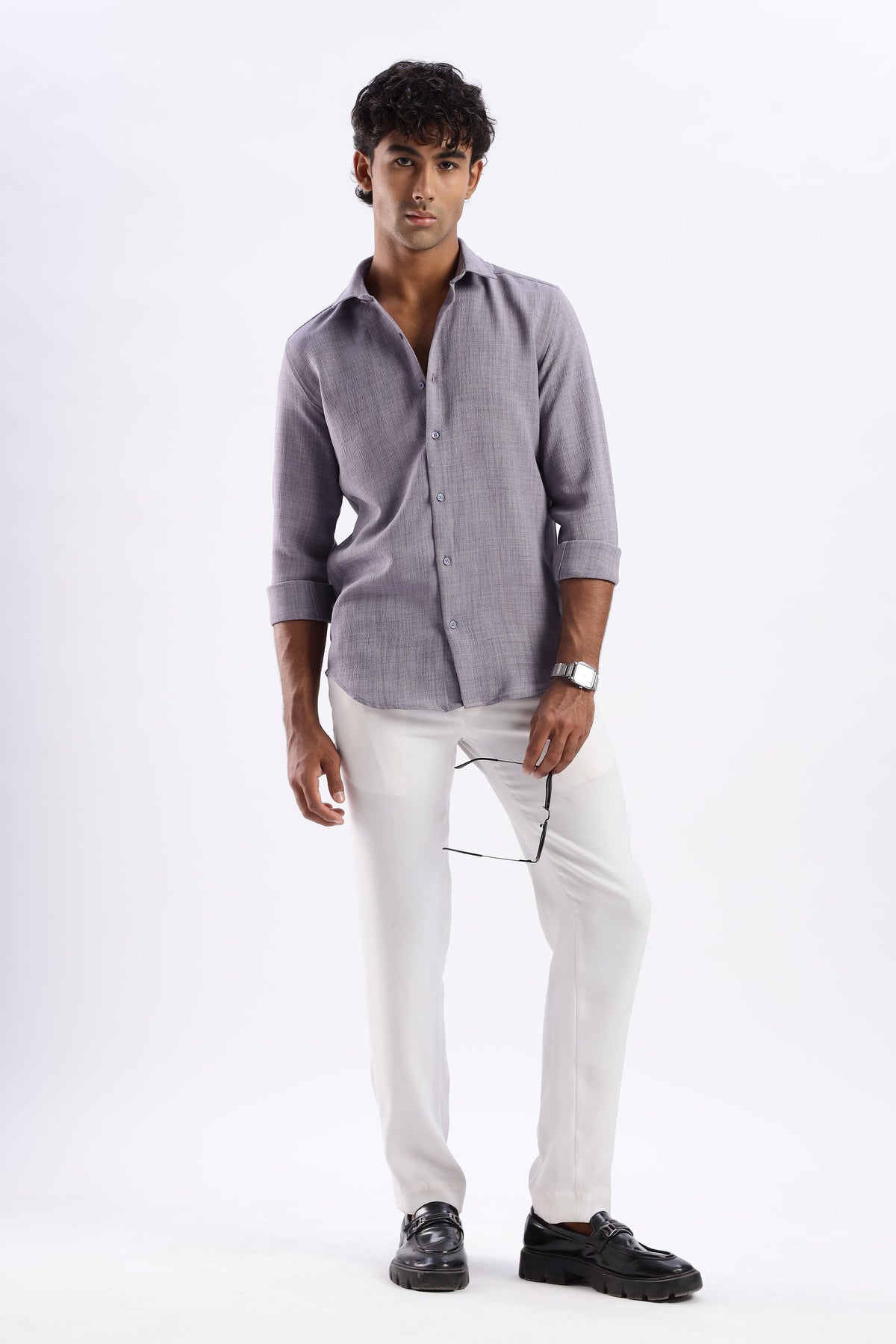 Men Air Like Linen Vintage Shirt-Purple