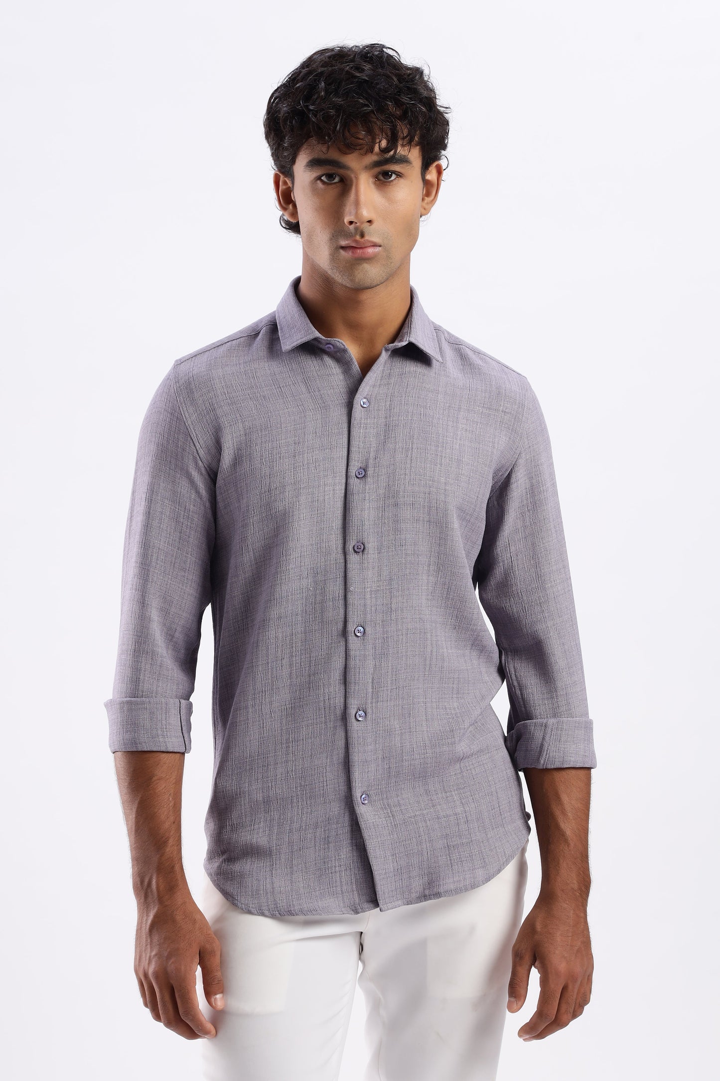 Men Air Like Linen Vintage Shirt-Purple