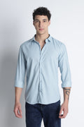 Men Liquid Nylon Plain Shirts-Lt Blue