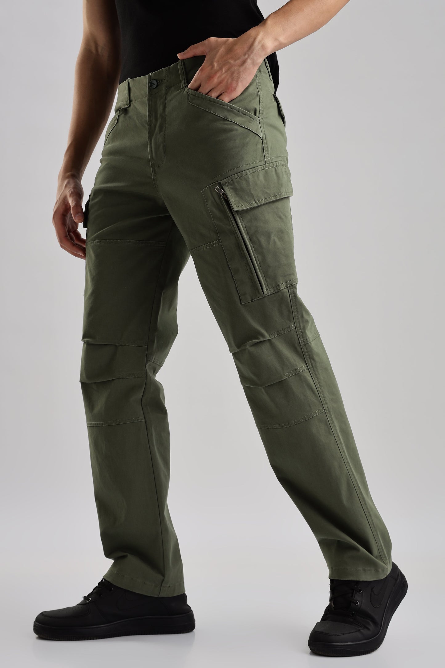 Men Heavy Twill Cargo-Olive