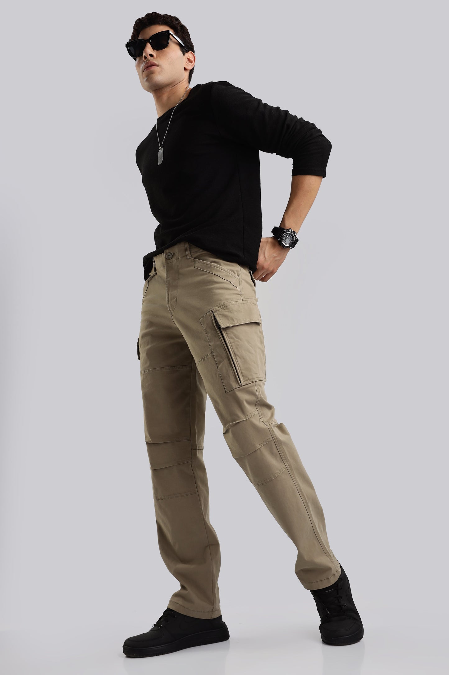 Men Heavy Twill Cargo-Cream