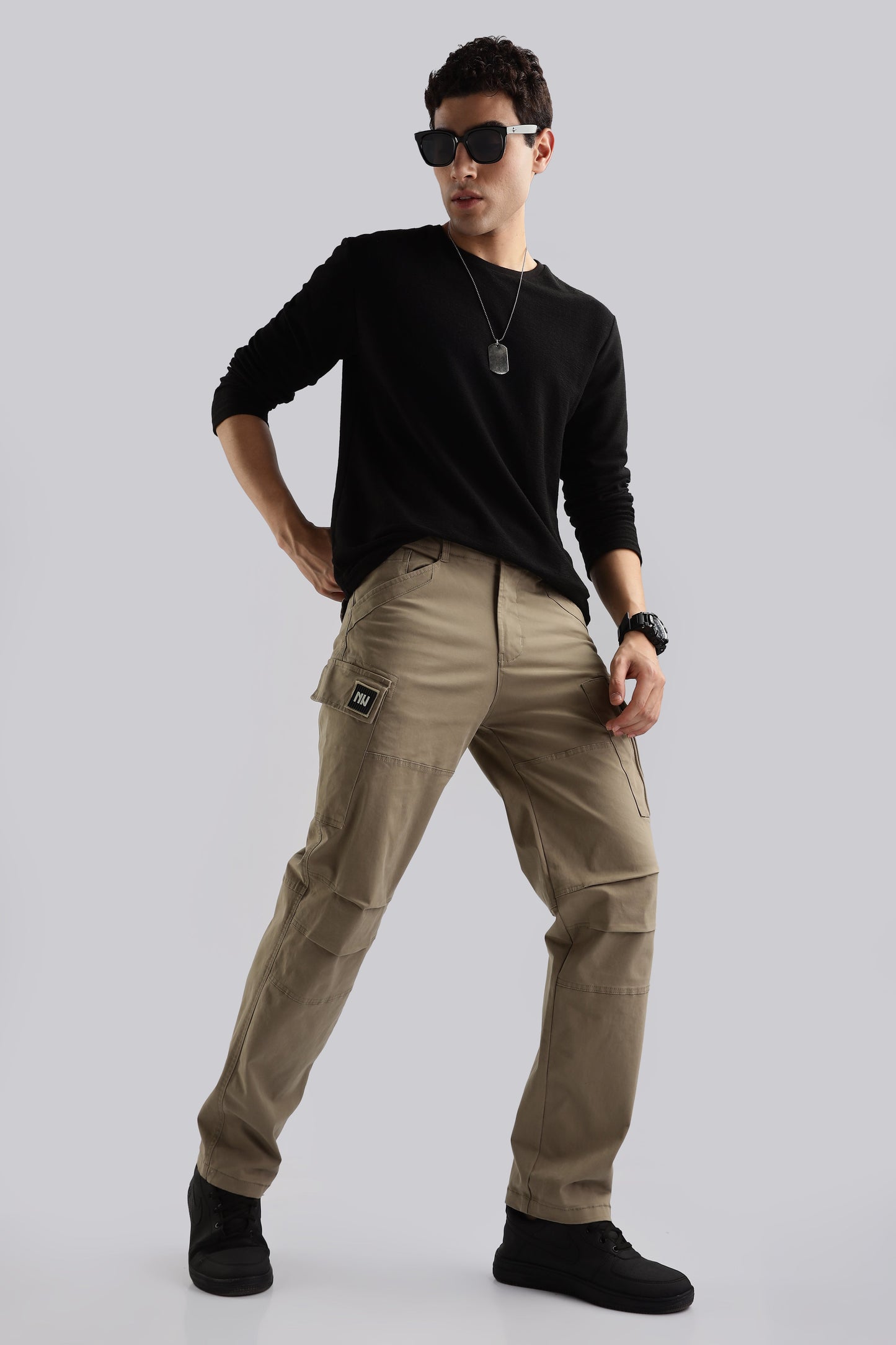 Men Heavy Twill Cargo-Cream