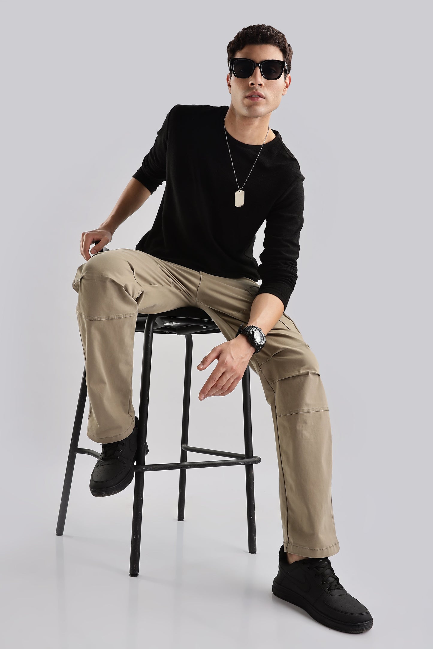 Men Heavy Twill Cargo-Cream