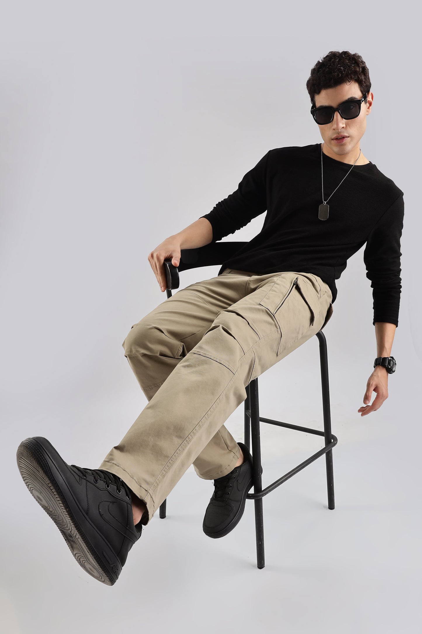 Men Heavy Twill Cargo-Cream