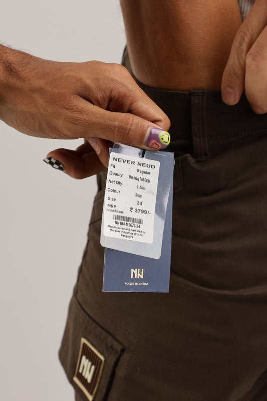 Men Heavy Twill Cargo-Brown
