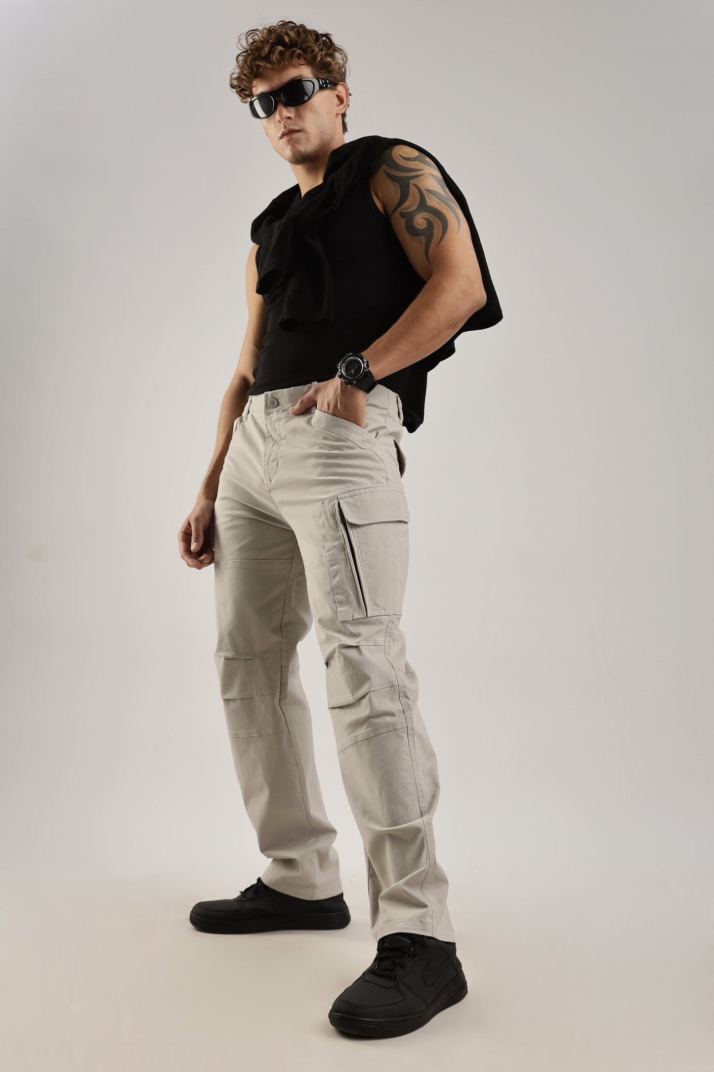 Men Heavy Twill Cargo-Stone