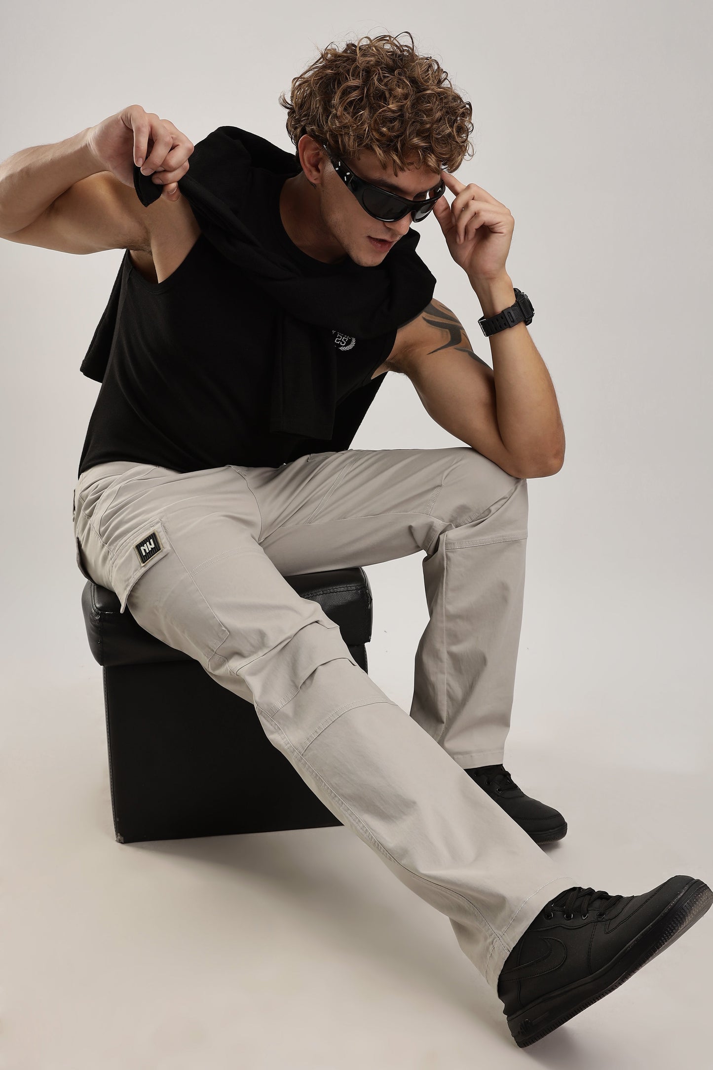 Men Heavy Twill Cargo-Stone