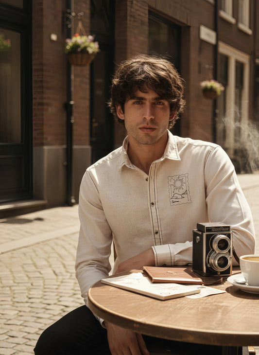 Crafted Embroidery Cotton Blend Shirt