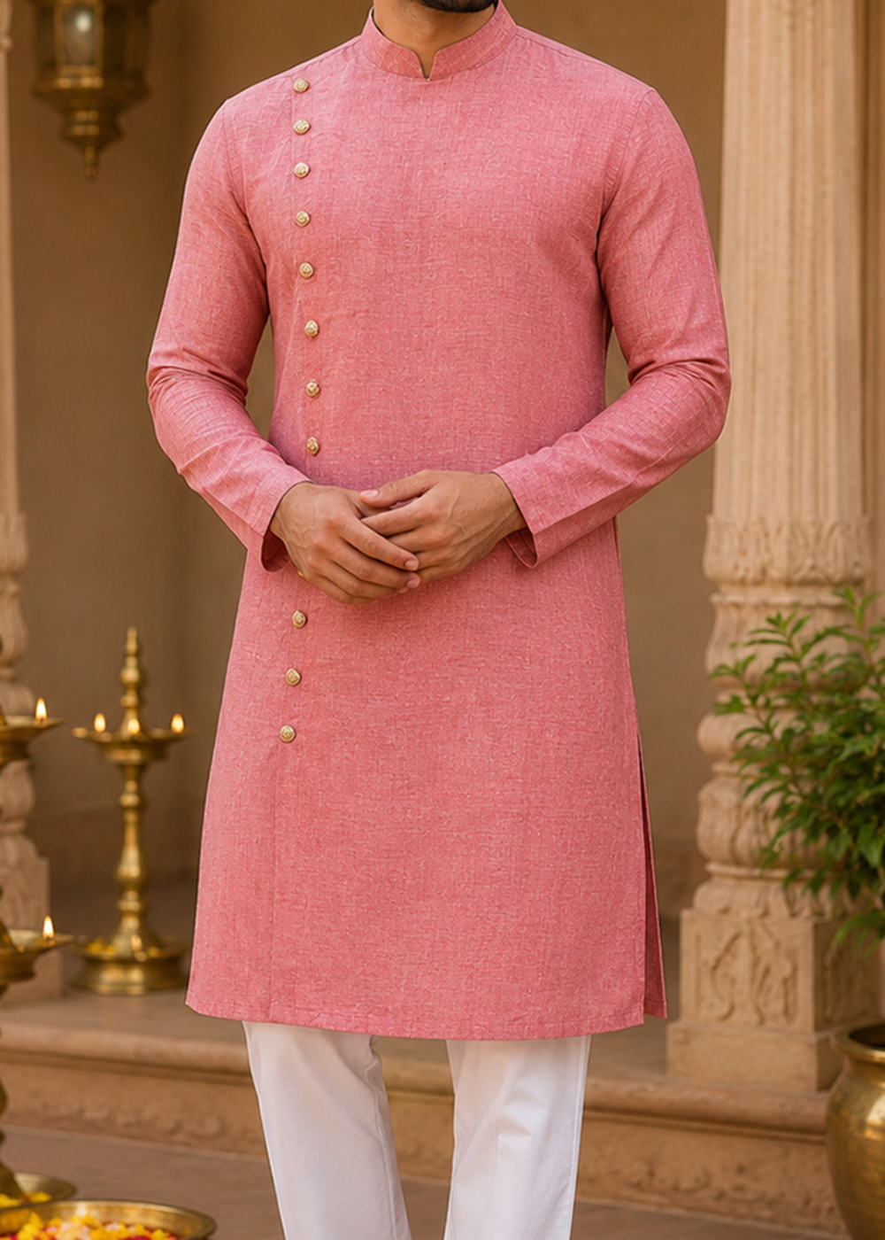 Onion Pink Plain Kurta
