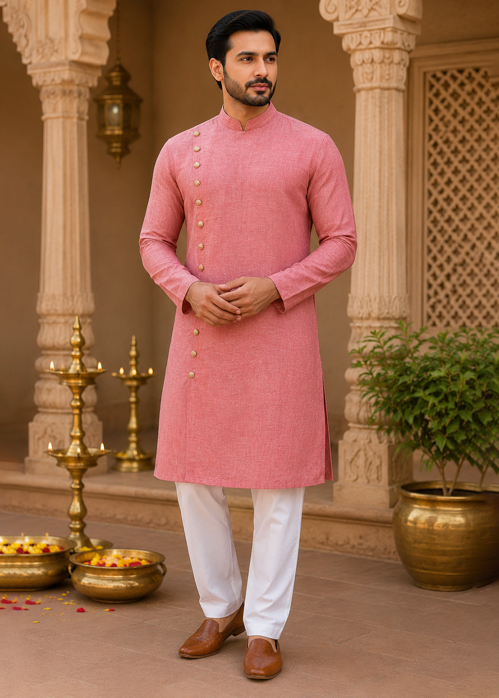 Onion Pink Plain Kurta