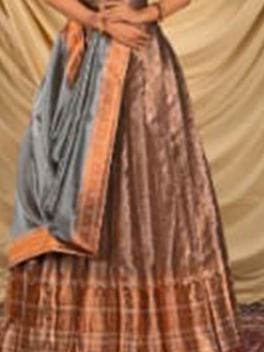 Simple Lehenga Peach Copper for Women