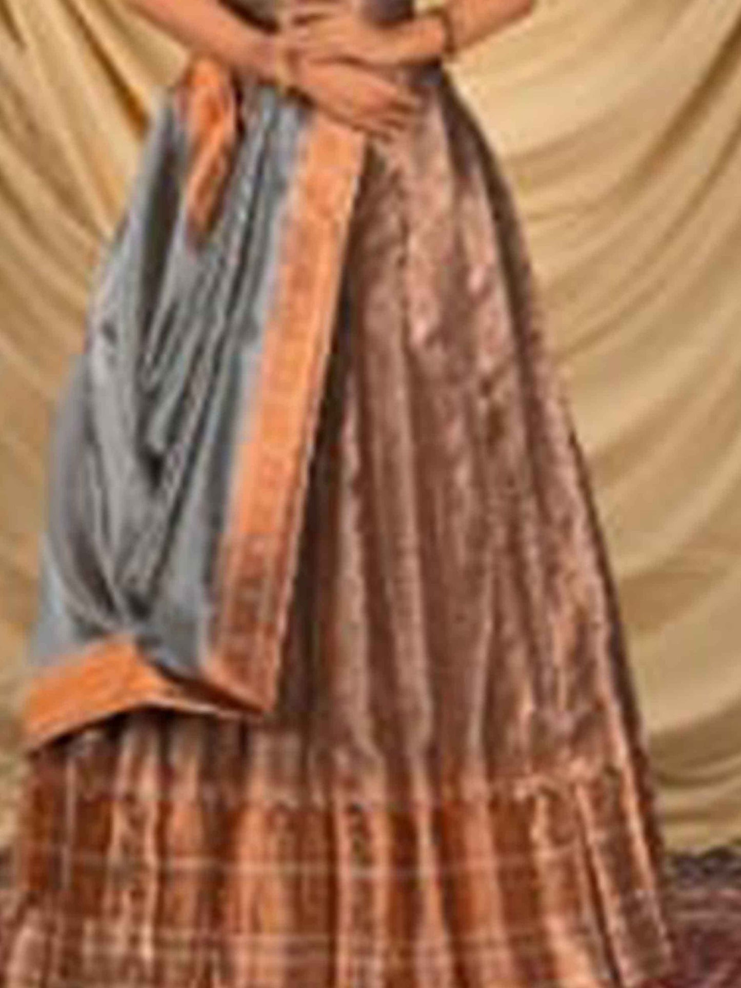 Simple Lehenga Peach Copper for Women