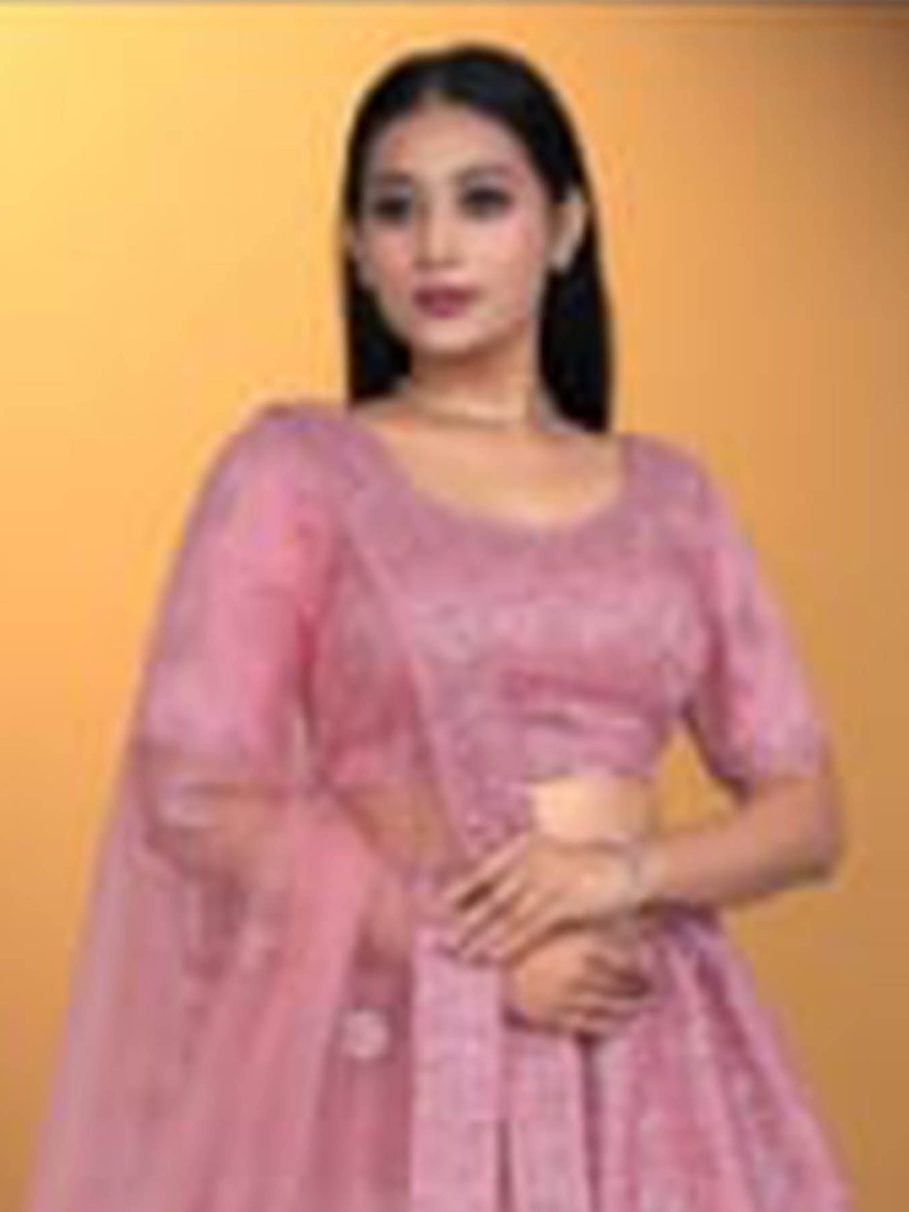 Women's Net-Pink Luxury Bridal Lehenga