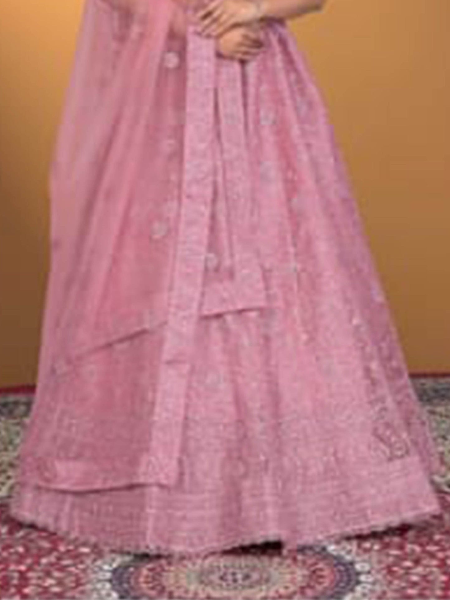 Women's Net-Pink Luxury Bridal Lehenga