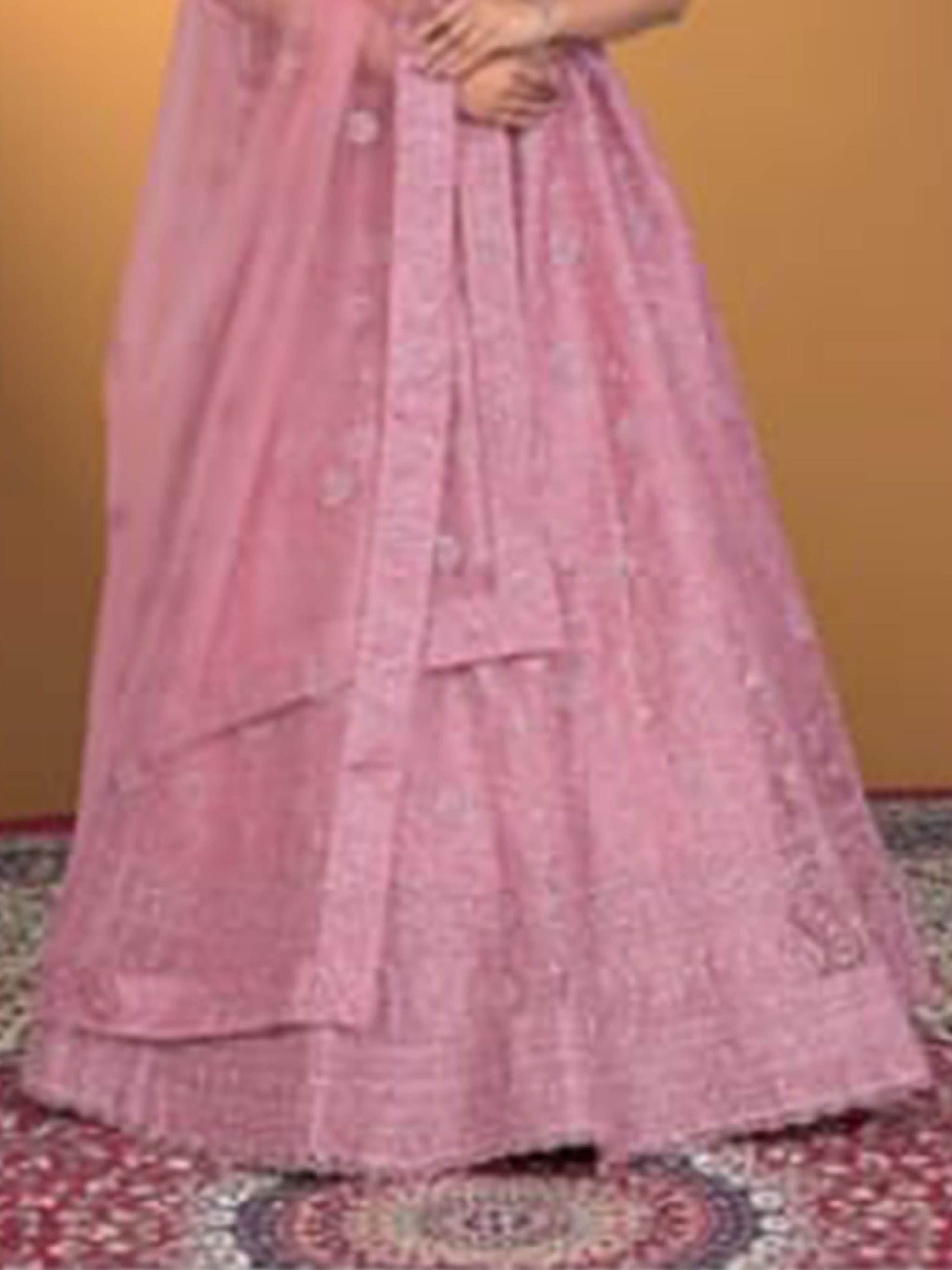 Women's Net-Pink Luxury Bridal Lehenga
