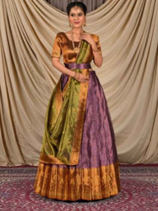 Tissue Purple Copper Lehenga for Women Weddings