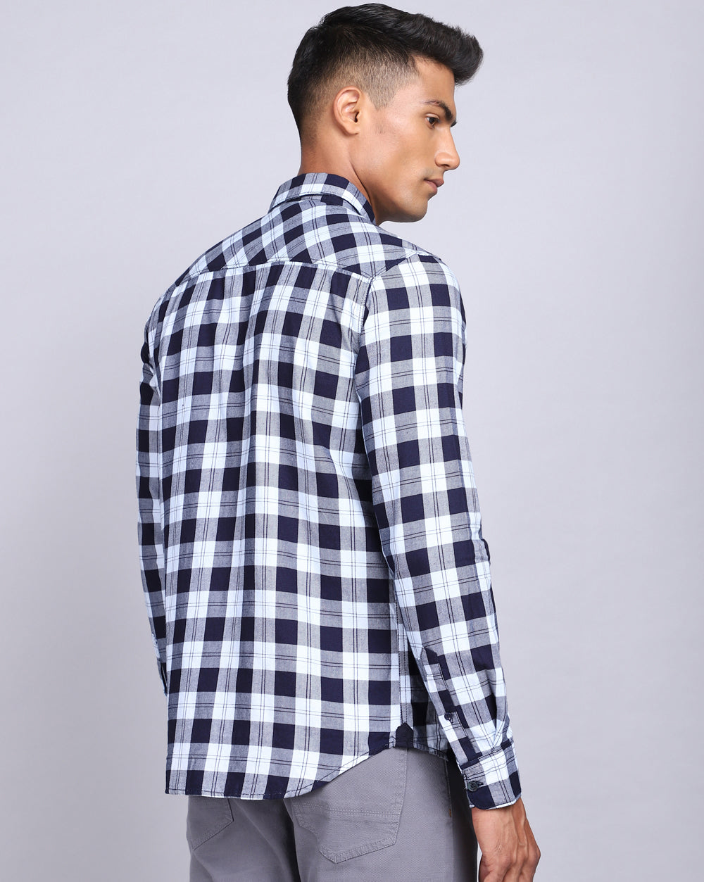 Smart Casual Full Sleeves Plaid Shirt-Indigo