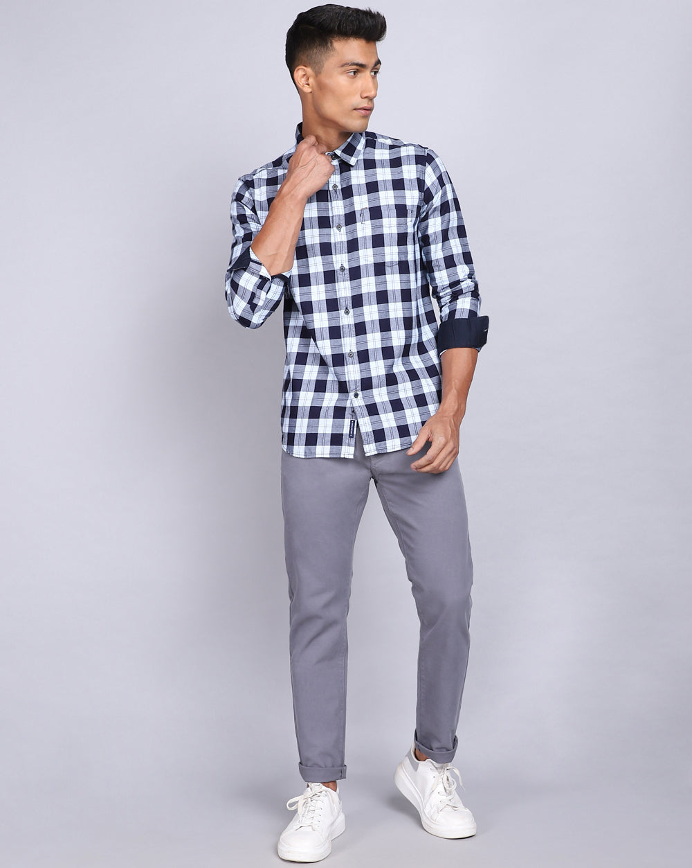 Smart Casual Full Sleeves Plaid Shirt-Indigo