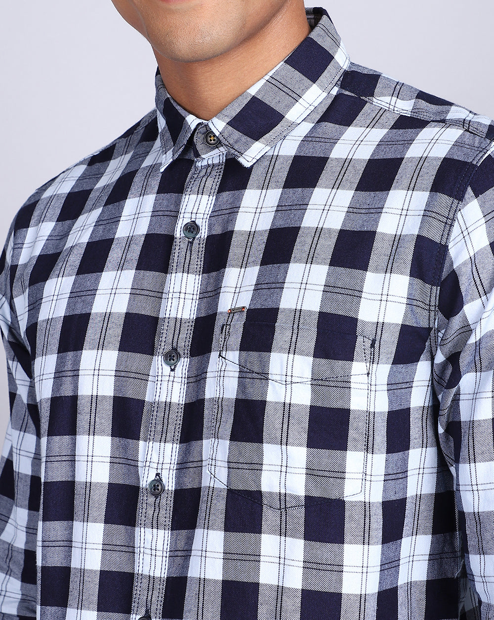 Smart Casual Full Sleeves Plaid Shirt-Indigo
