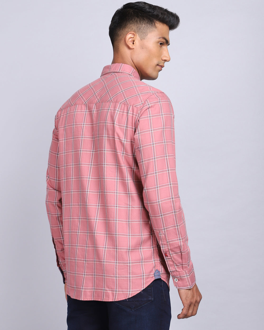 Smart Casual Full Sleeves Check Shirt-Pink