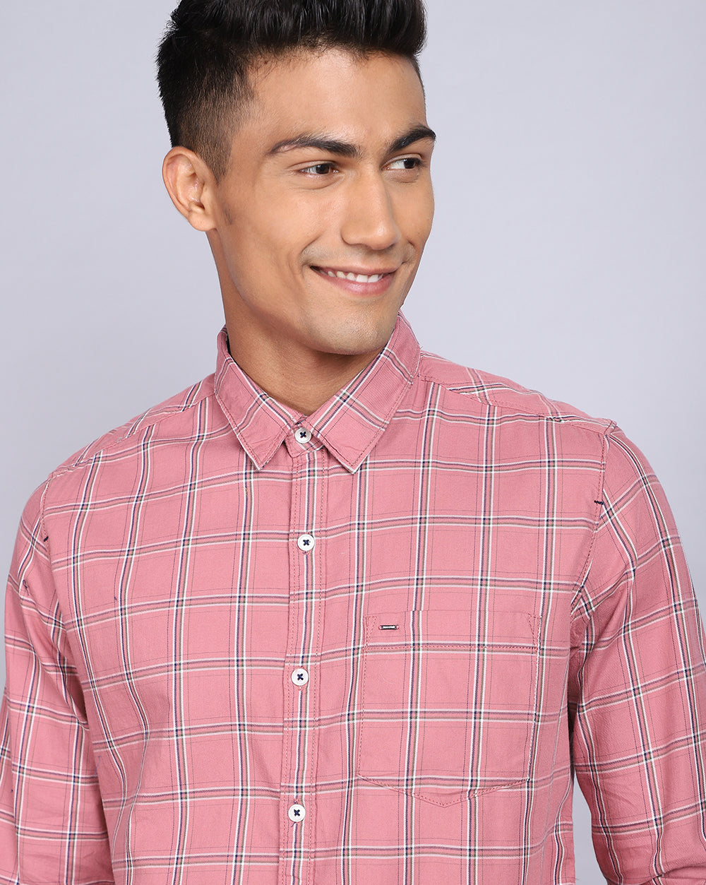 Smart Casual Full Sleeves Check Shirt-Pink