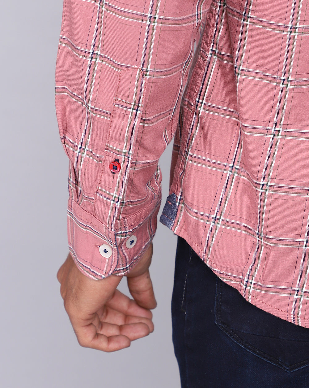 Smart Casual Full Sleeves Check Shirt-Pink